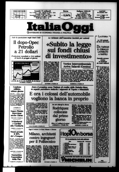 Italia oggi : quotidiano di economia finanza e politica